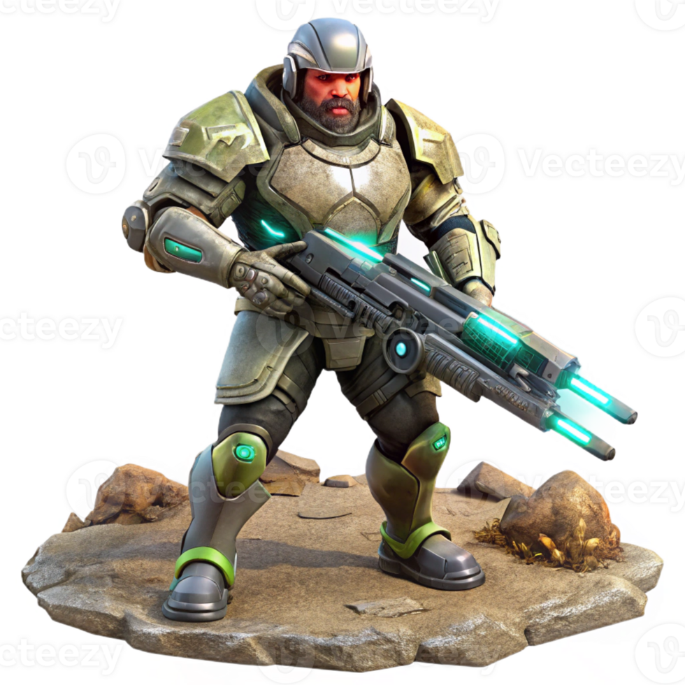 magnificent classic A Futuristic Soldier Equipped with Advan detailed png