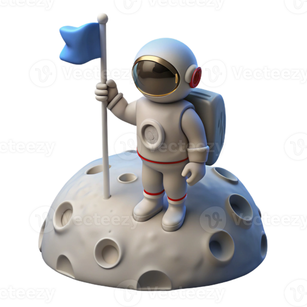 beautiful minimalist A Lone Astronaut Planting a Flag on a Des professional png