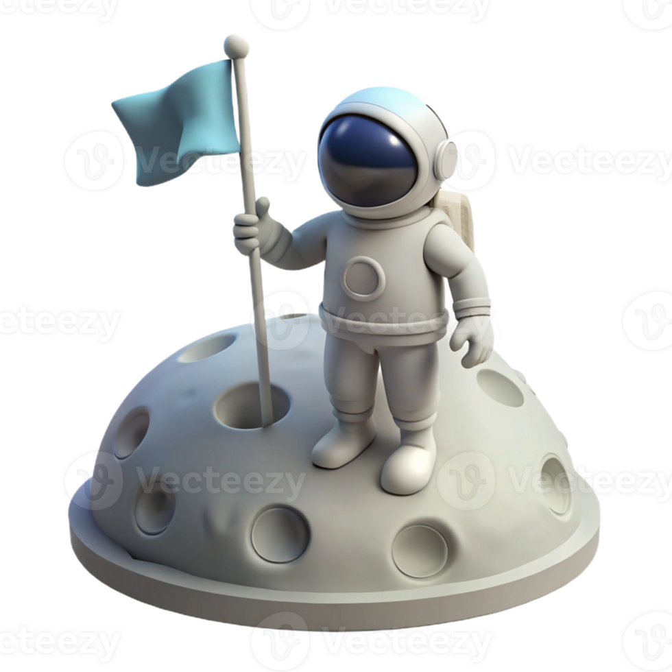 vibrant contemporary A Lone Astronaut Planting a Flag on a Des original png