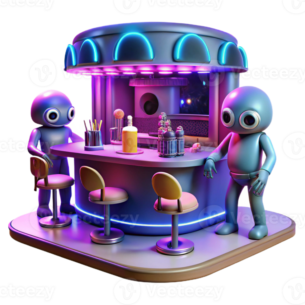 wonderful rustic A Futuristic Bar Scene Filled with Alie original png