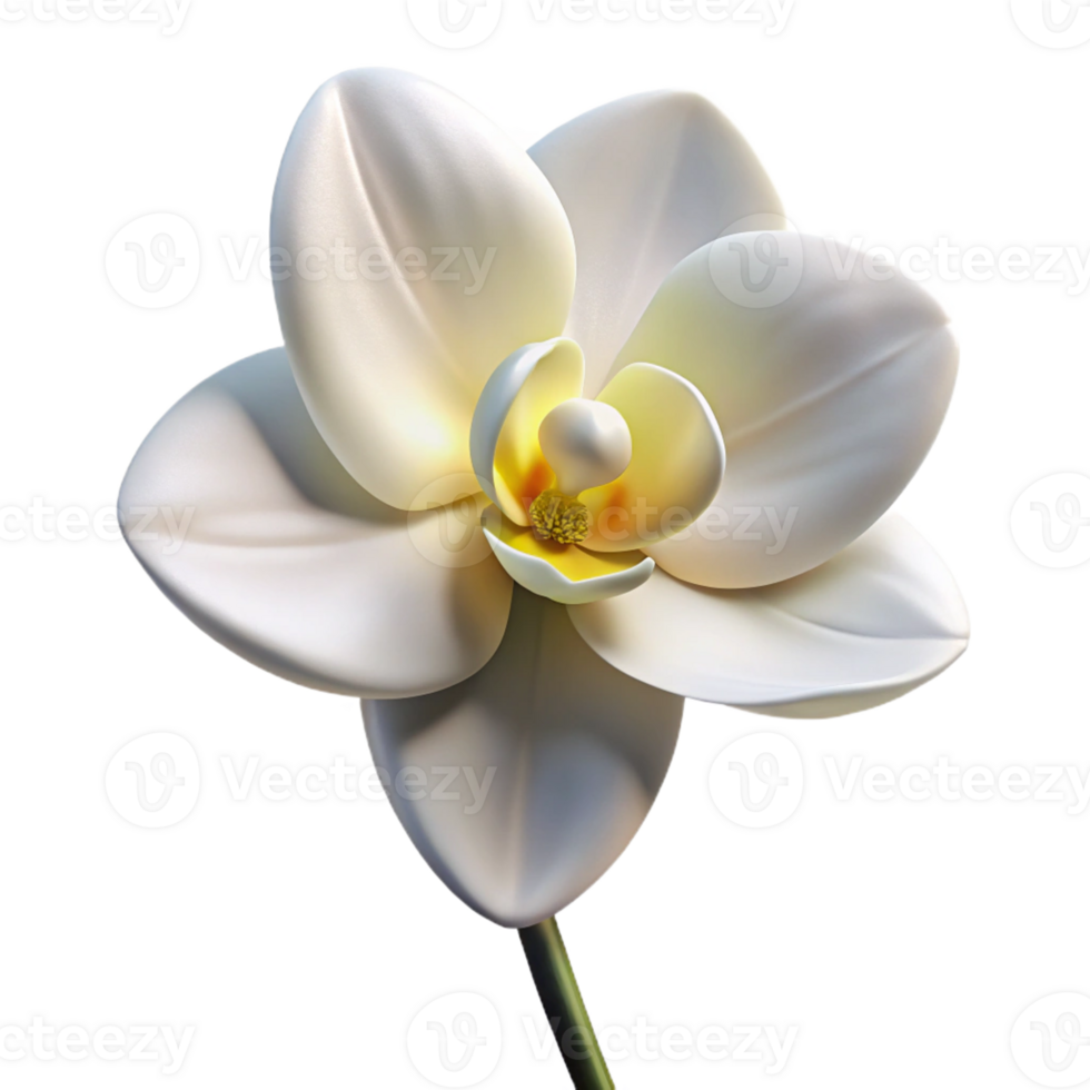serene traditional A Single White Orchid Blooming A premium png