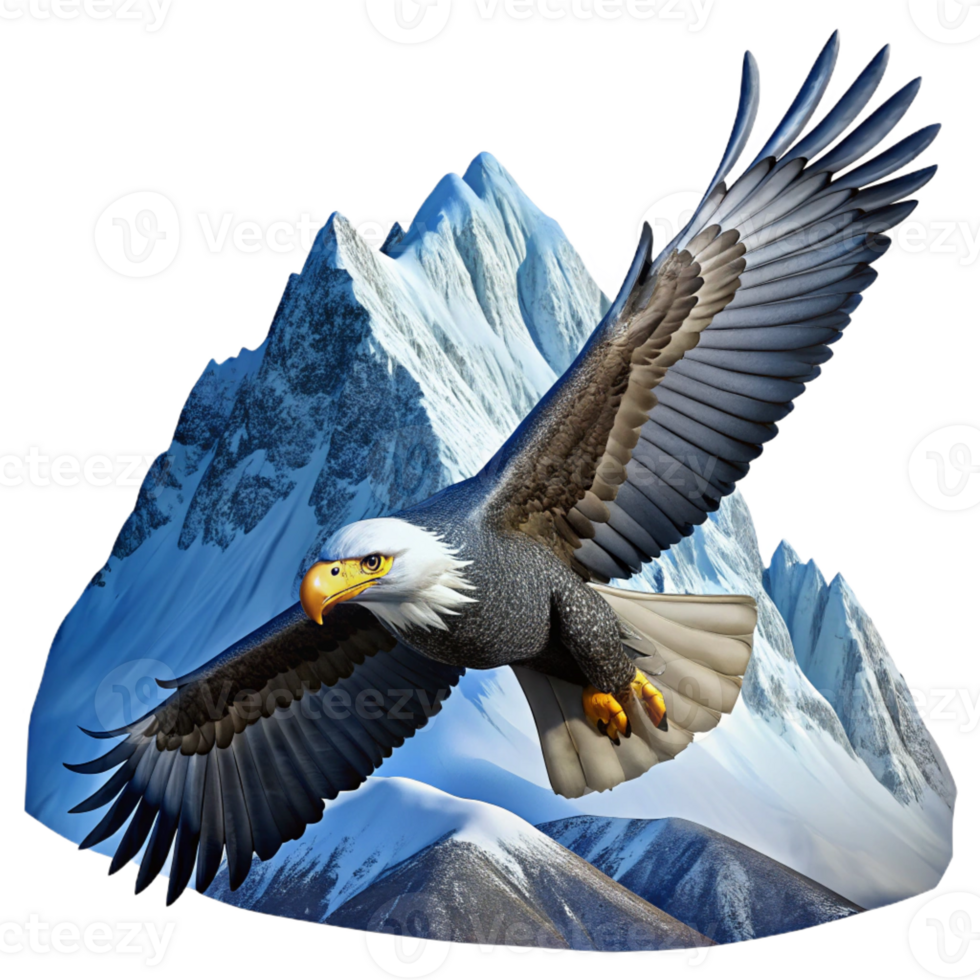 impressive contemporary A Majestic Bald Eagle Soaring Above a Sno premium png