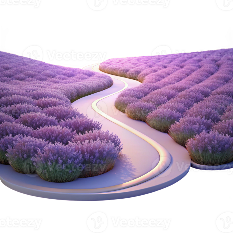 vibrant creative A Winding Dirt Road Through a Field of La high quality png