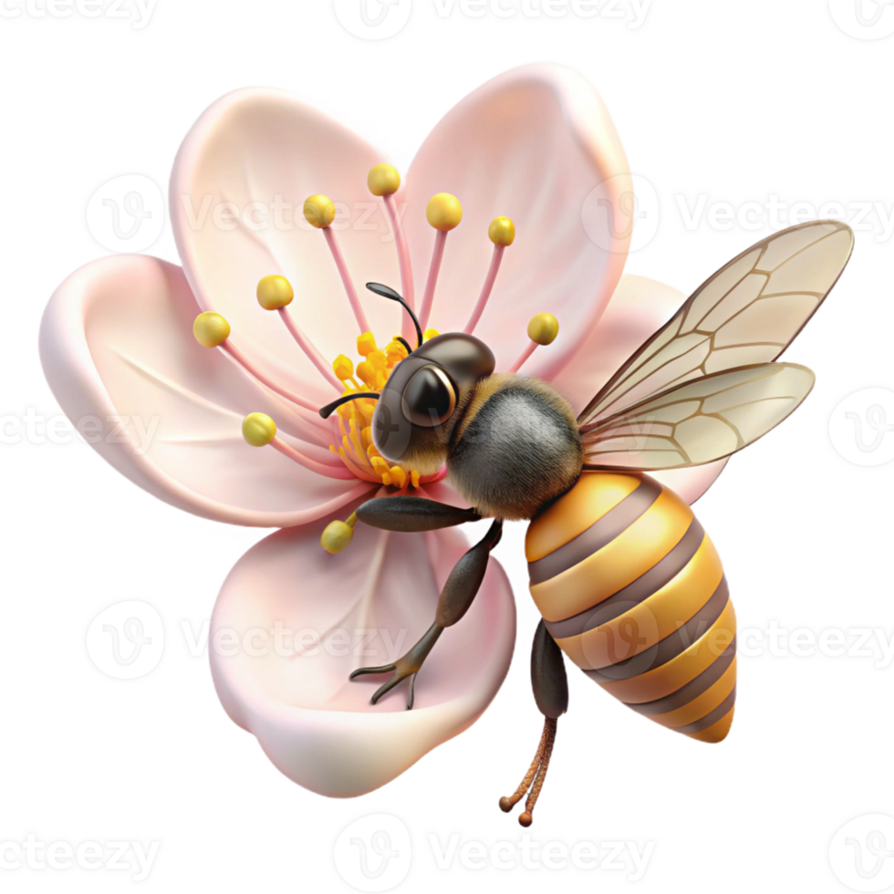 vibrant traditional A Close Up of a Bee Collecting Pollen From genuine png