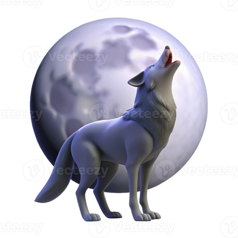 dramatic contemporary A Lone Wolf Howling at the Full Moon in A original png