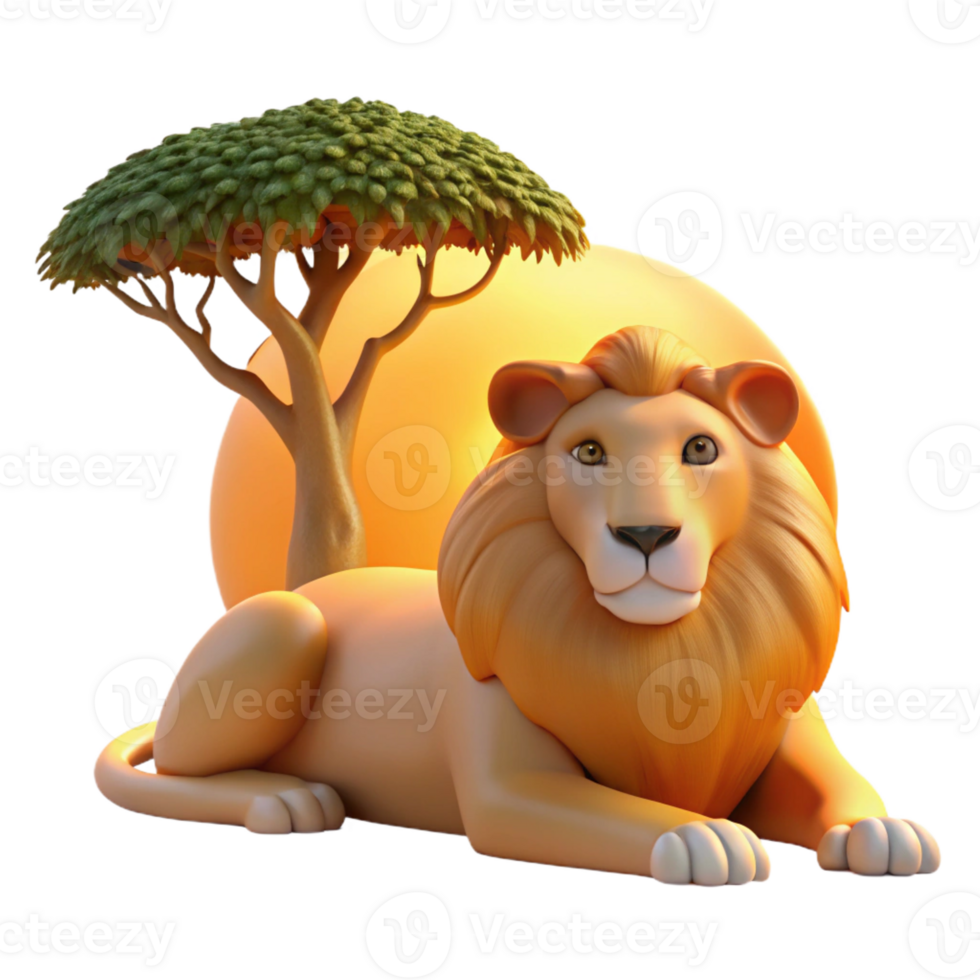 dramatic minimalist A Regal Lion Pride Resting Beneath the Sh authentic png