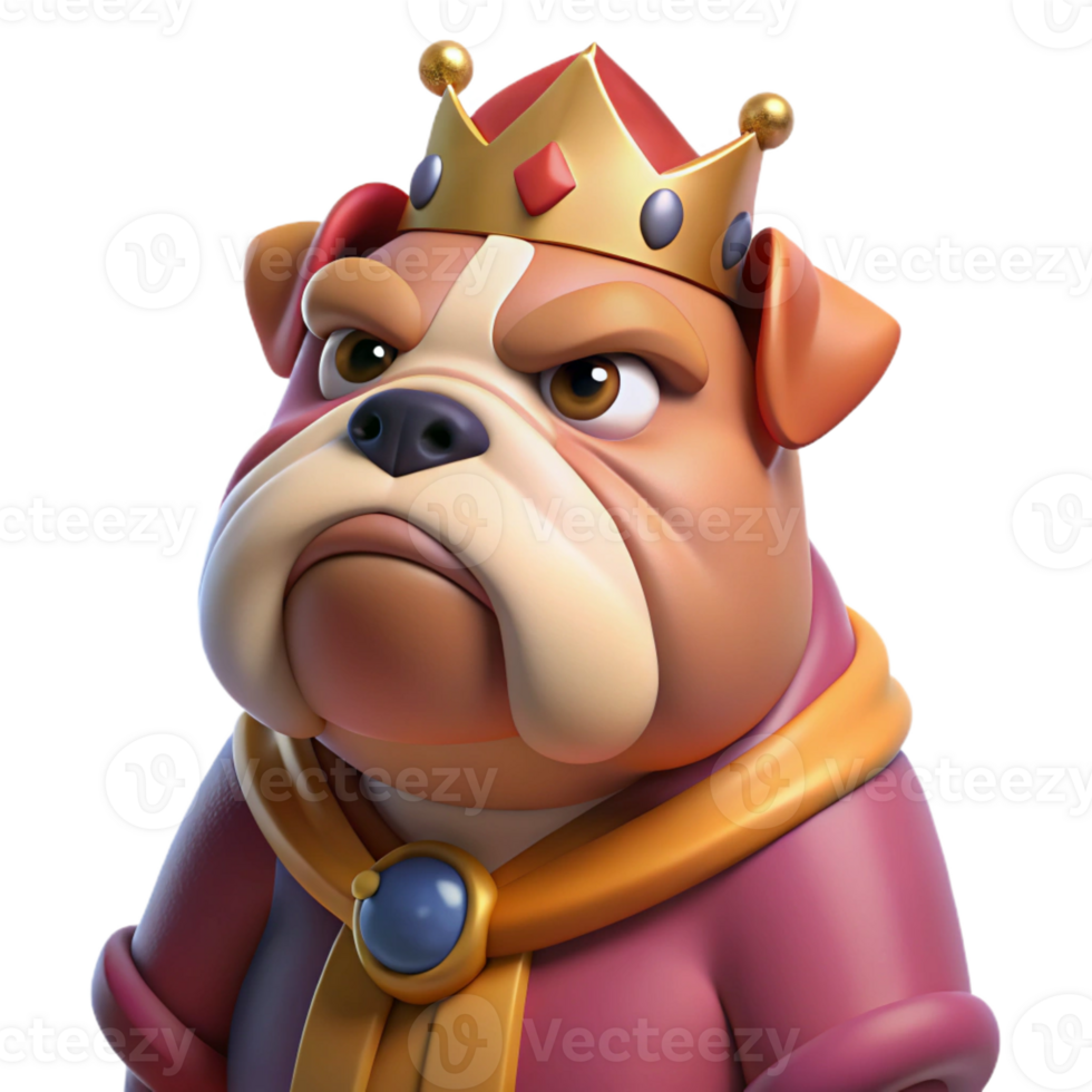 vibrant abstract A Grumpy Looking Bulldog Wearing a Crown An authentic png