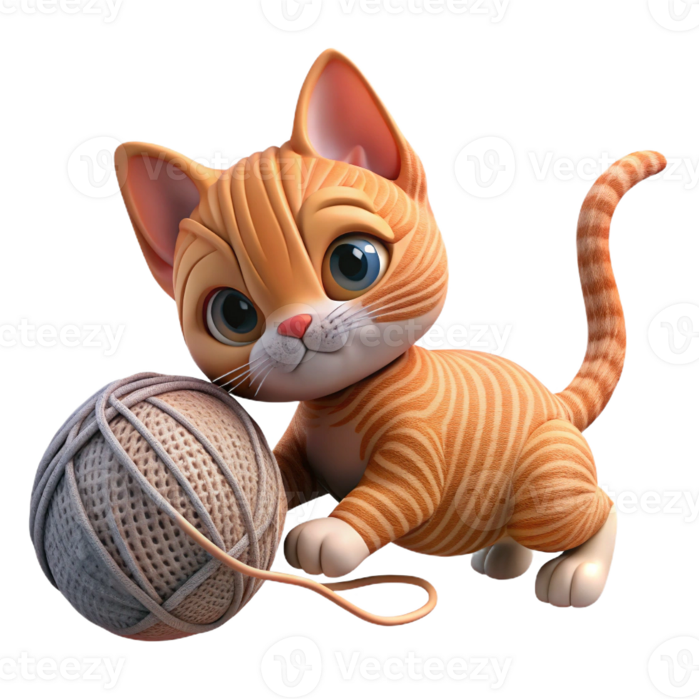 stunning classic A Playful Kitten Batting at a Ball of Yar professional png