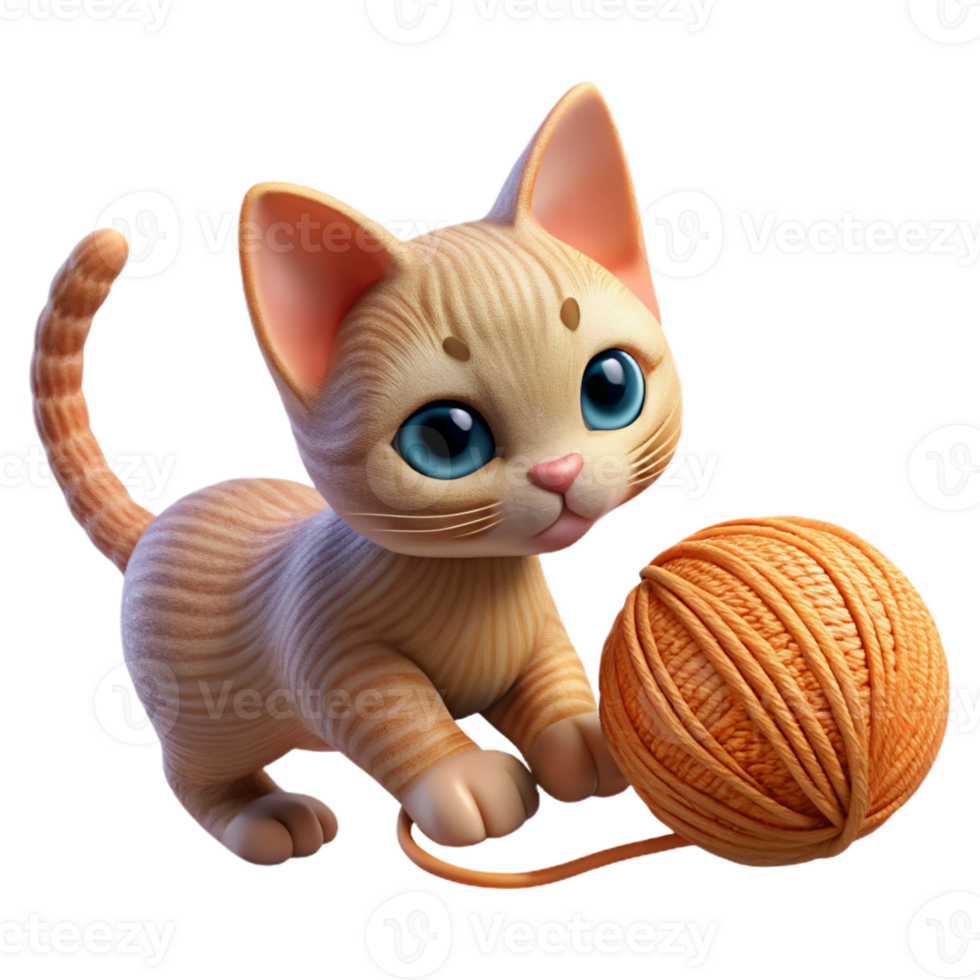 dramatic modern A Playful Kitten Batting at a Ball of Yar exclusive png