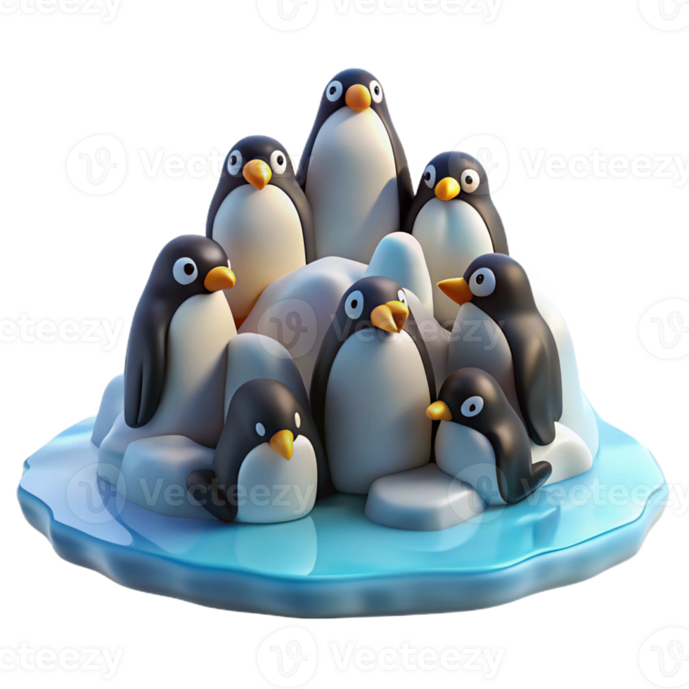 serene contemporary A Colony of Penguins Huddled Together on An high resolution png