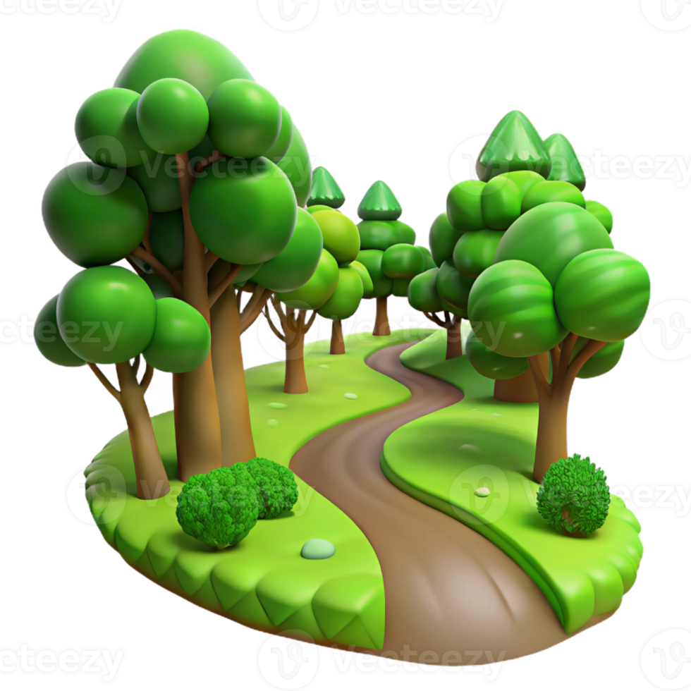 elegant creative A Winding Path Through a Lush Green Fore high resolution png