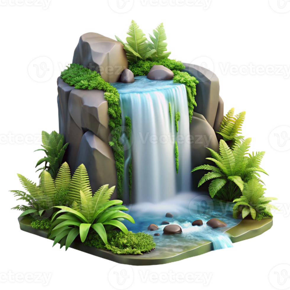 elegant contemporary A Cascading Waterfall Surrounded by Lush premium png