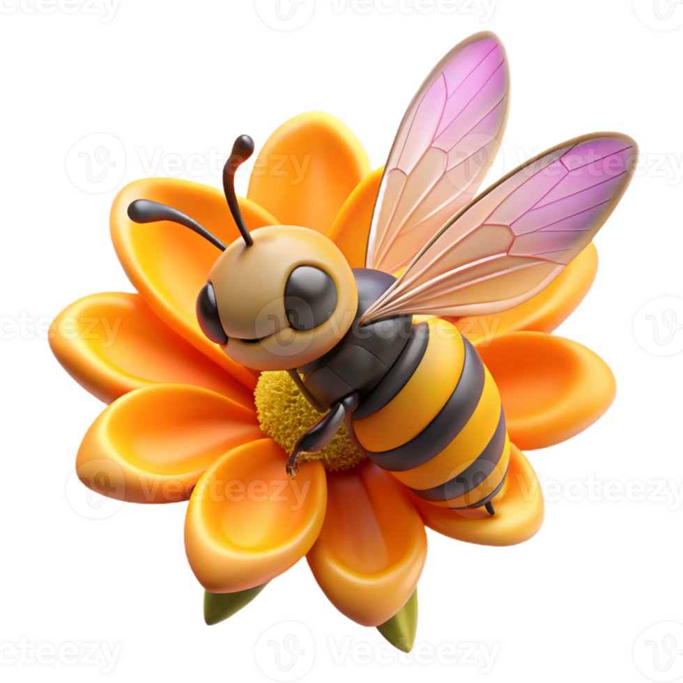 serene abstract A Close Up of a Bee Pollinating a Vibrant premium png