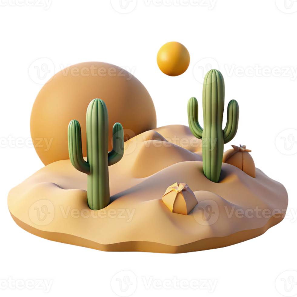 beautiful minimalist A Desert Landscape with Cacti and Sand Du high resolution png