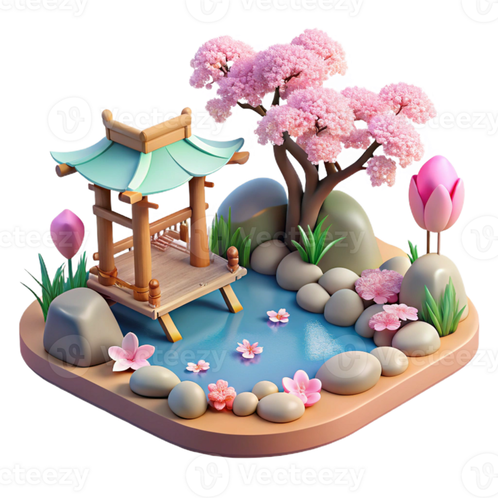 impressive modern A Serene Japanese Garden with a Koi Pond authentic png
