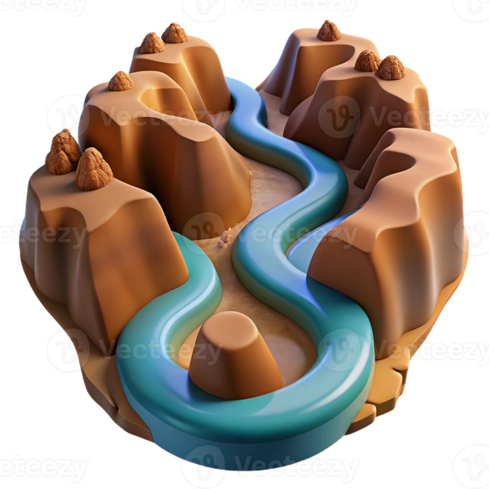 magnificent abstract A Winding River Flowing Through a Canyon detailed png