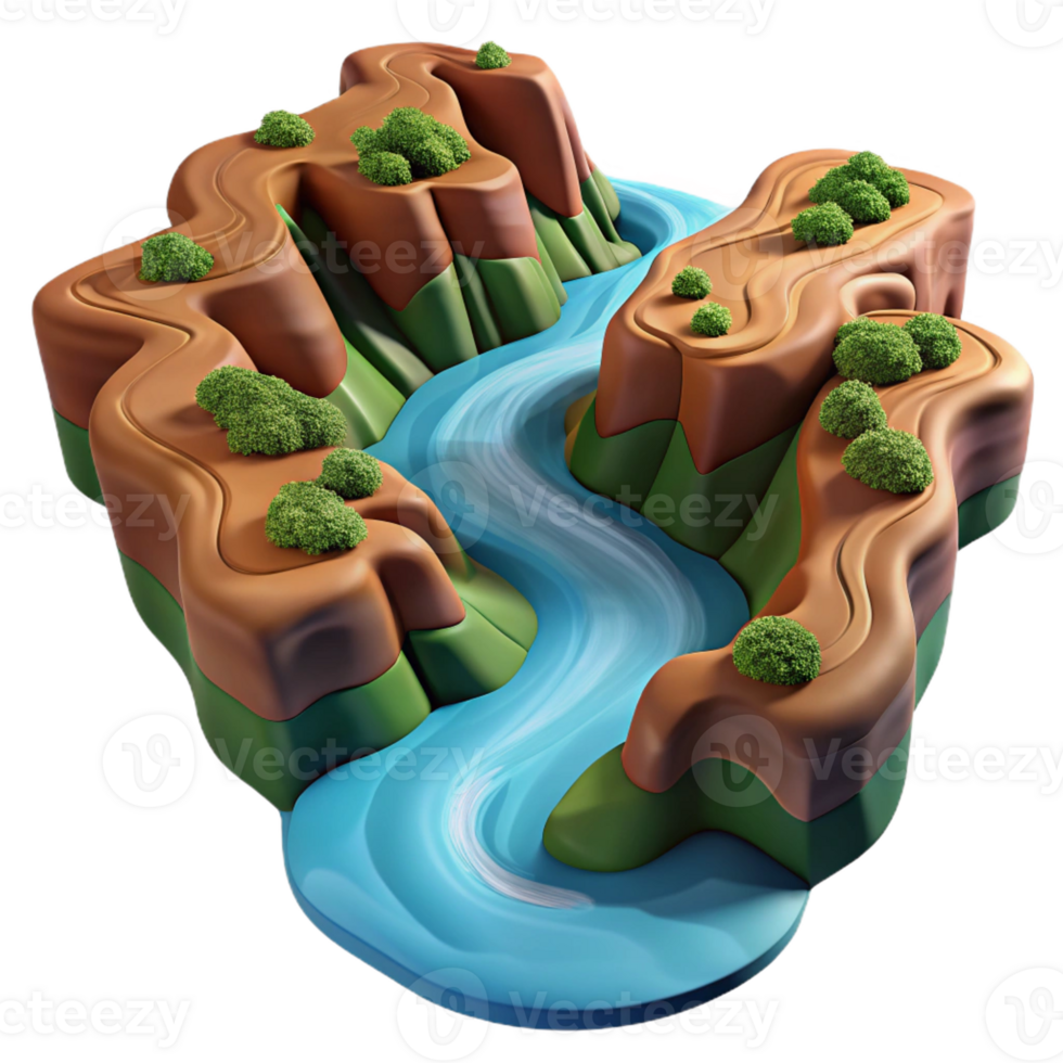 extraordinary abstract A Winding River Flowing Through a Canyon genuine png