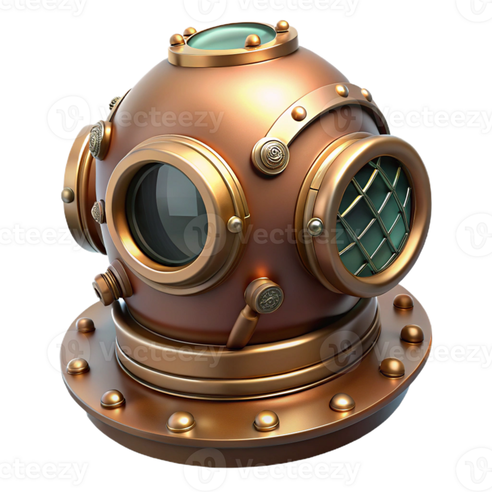 serene classic A Steampunk Diver Helmet with Brass and Co authentic png