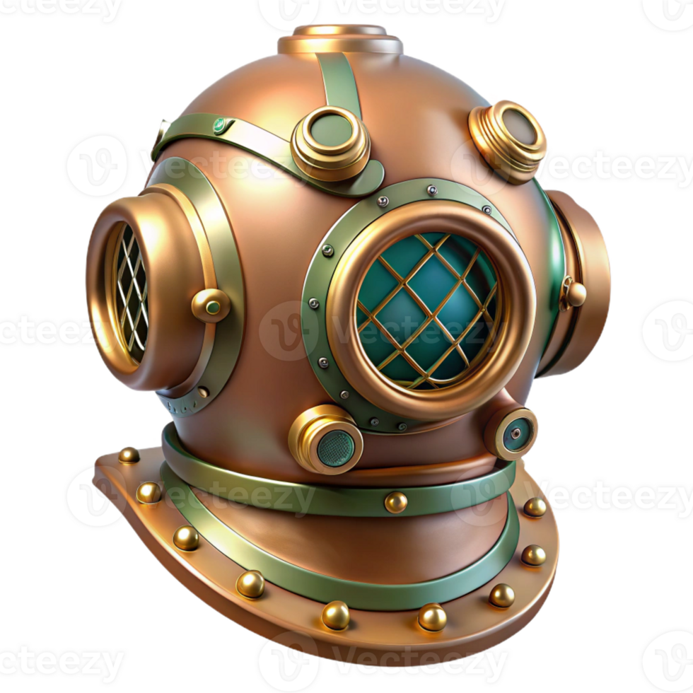 extraordinary classic A Steampunk Diver Helmet with Brass and Co 4K png