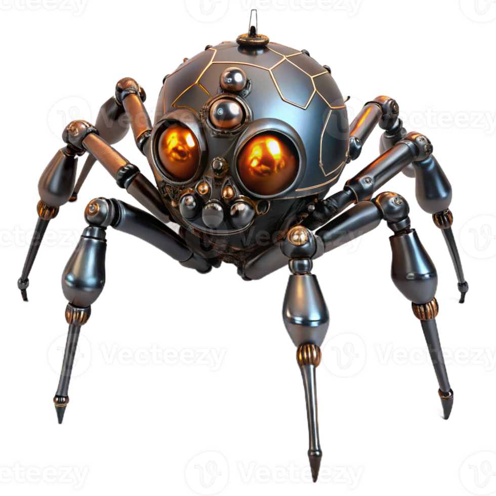 beautiful traditional A Steampunk Robotic Spider with Glowing Ey exclusive png