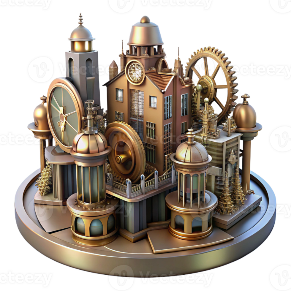 dramatic classic A Steampunk Cityscape Built Into a Giant professional png