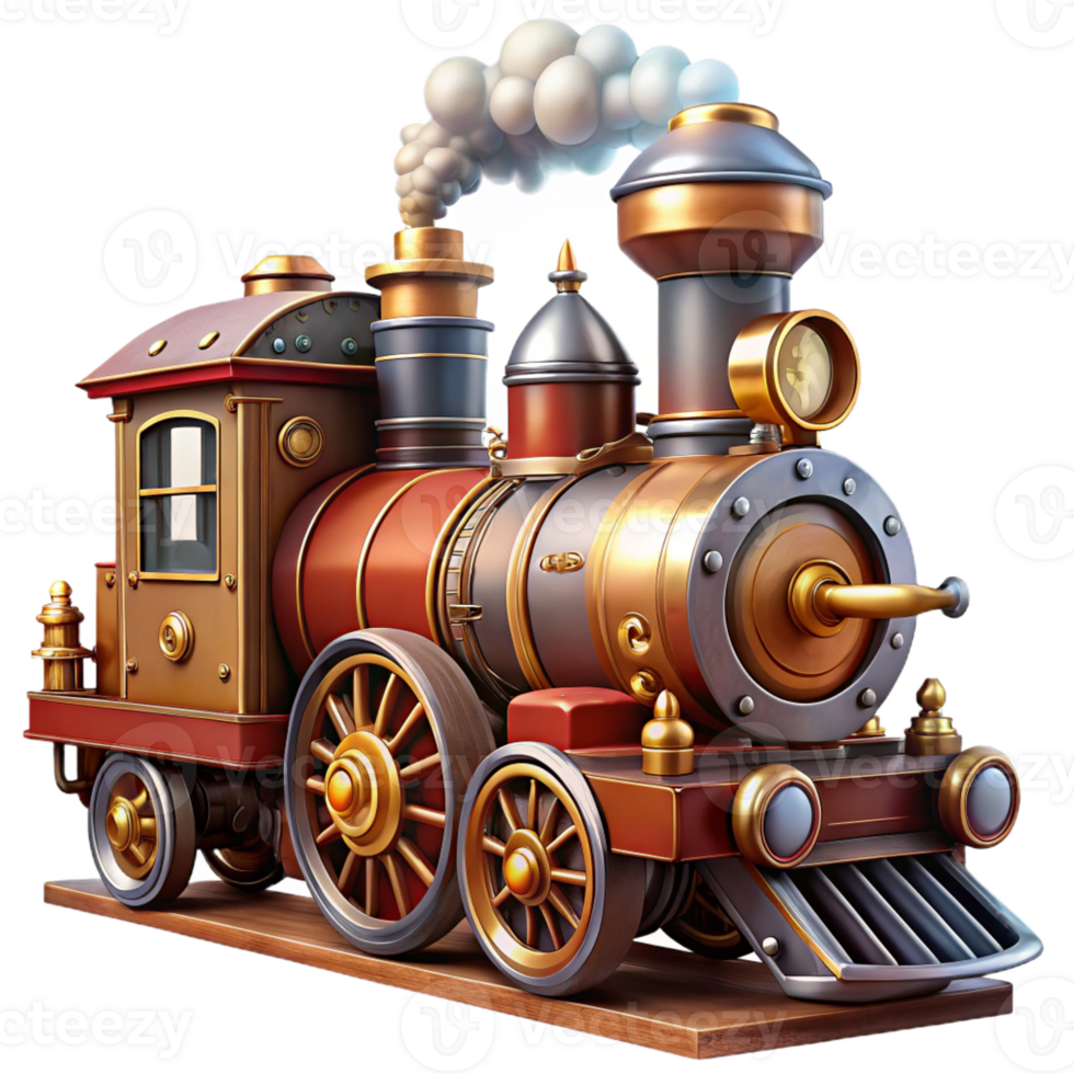 impressive minimalist A Steampunk Train Engine with Intricate premium png