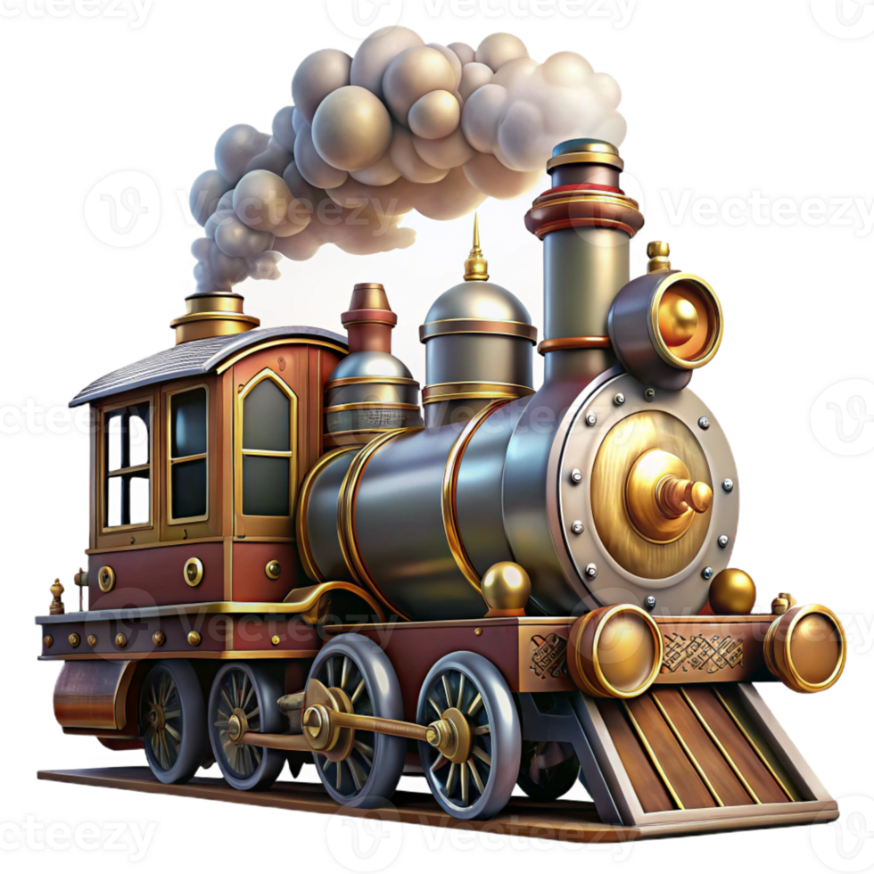 elegant abstract A Steampunk Train Engine with Intricate premium png