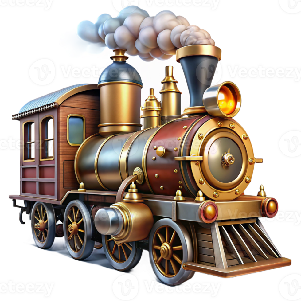 wonderful modern A Steampunk Train Engine with Intricate high quality png