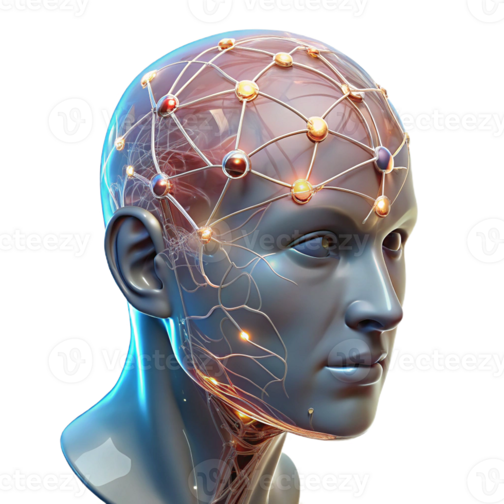 extraordinary abstract A Transparent Human Head with Visible Neur high resolution png
