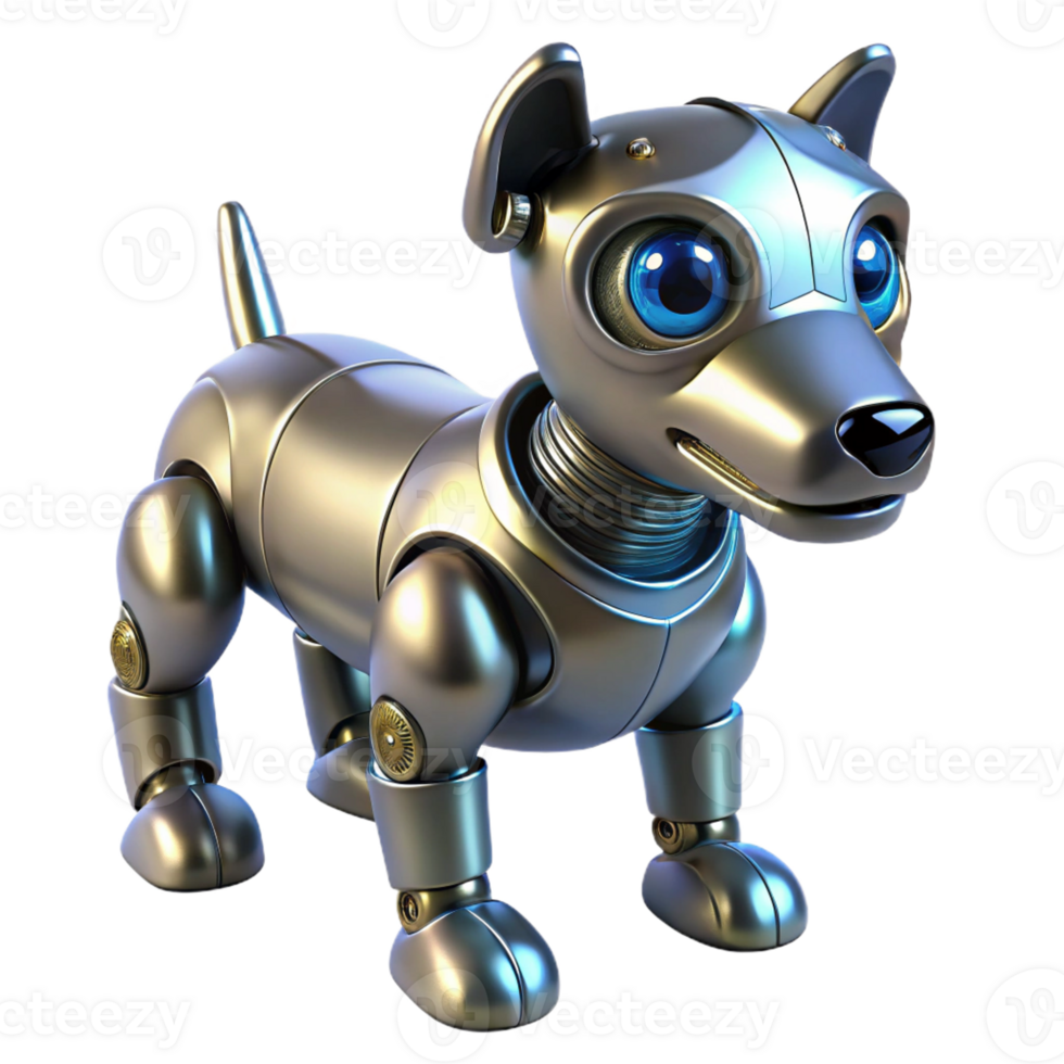 wonderful traditional A Robotic Dog with Glowing Eyes Metalli high quality png