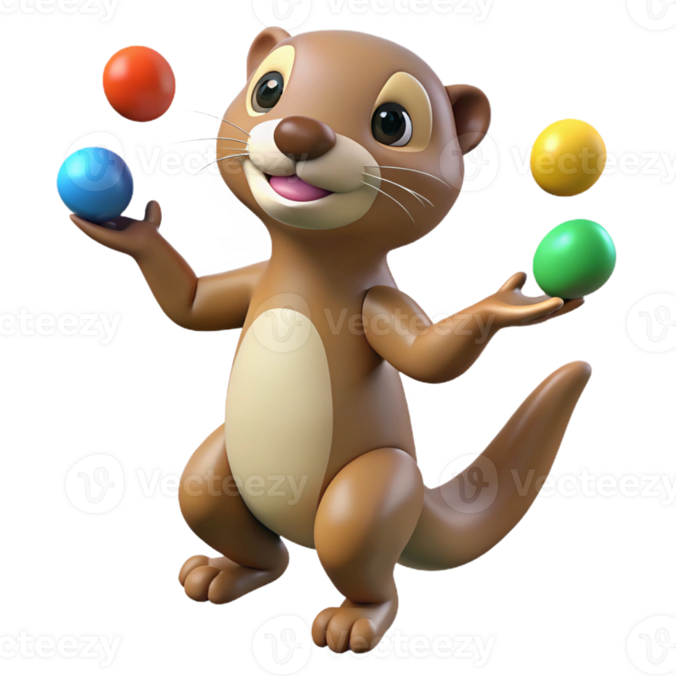 dramatic classic Playful Otter Juggling Pebbles genuine png