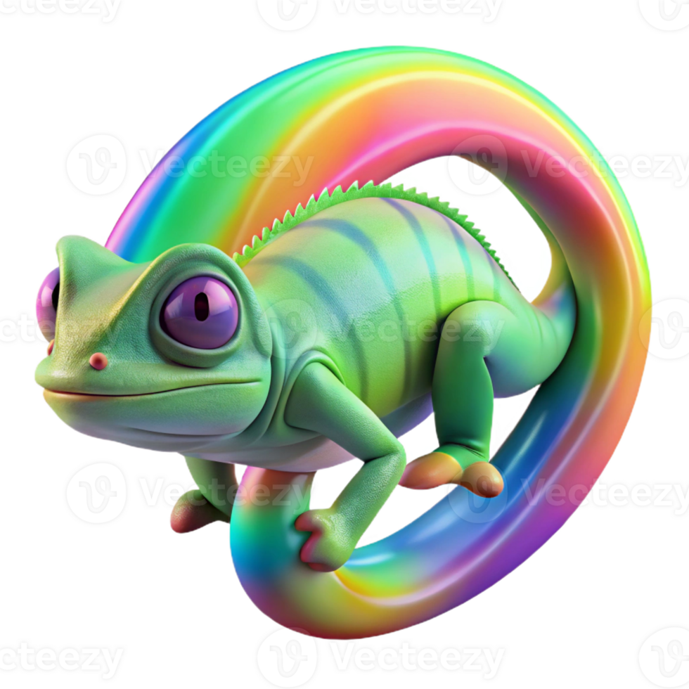 stunning minimalist Chameleon Hiding on a Rainbow professional png