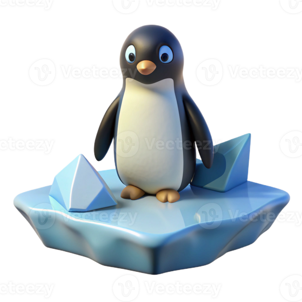 beautiful minimalist A Solitary Penguin Standing on an Iceberg original png