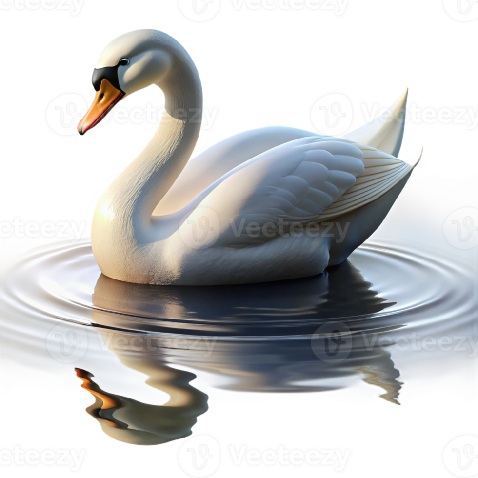 serene vintage A Graceful Swan Gliding Across a Still La authentic png
