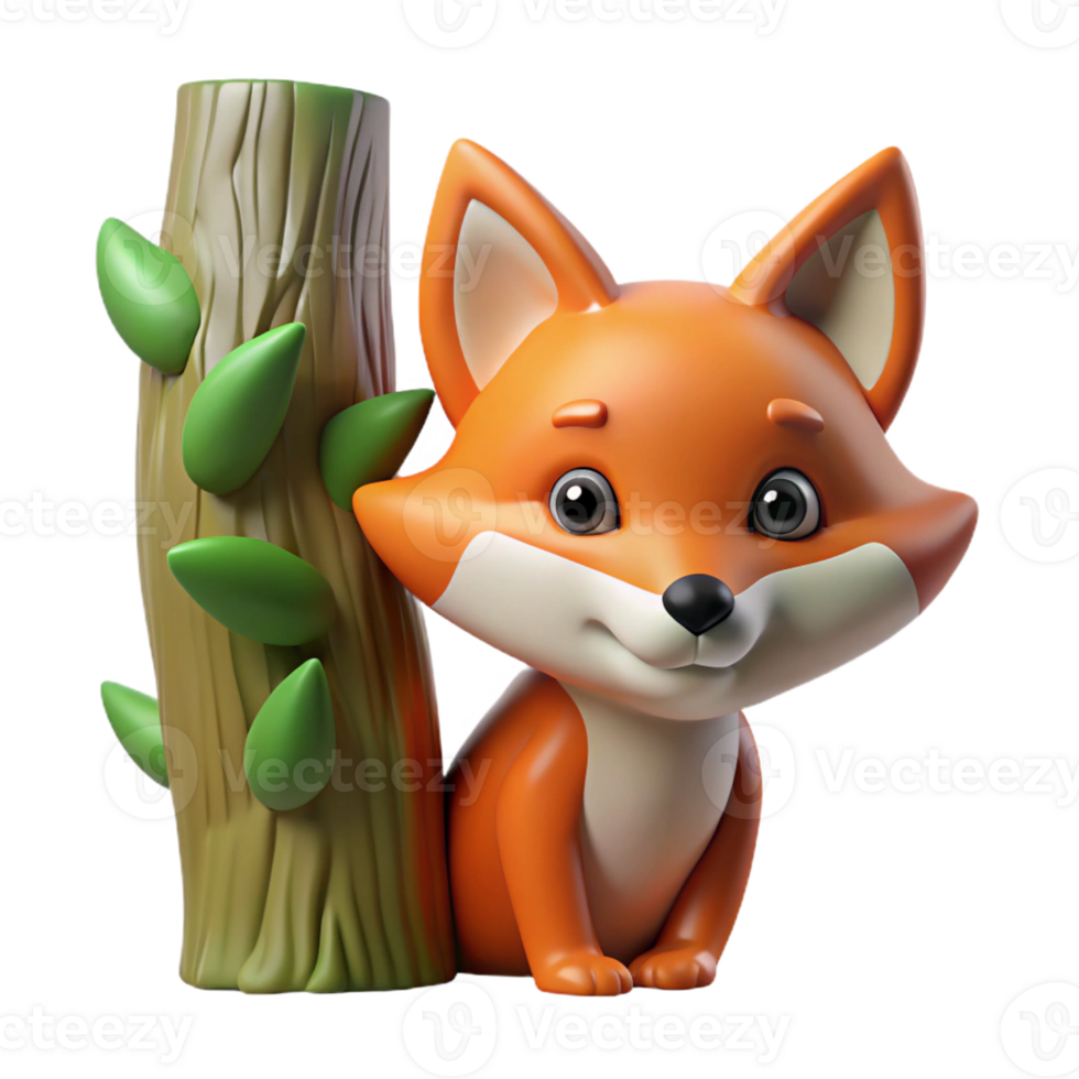 extraordinary artistic A Curious Fox Peeking out from Behind a Tr exclusive png