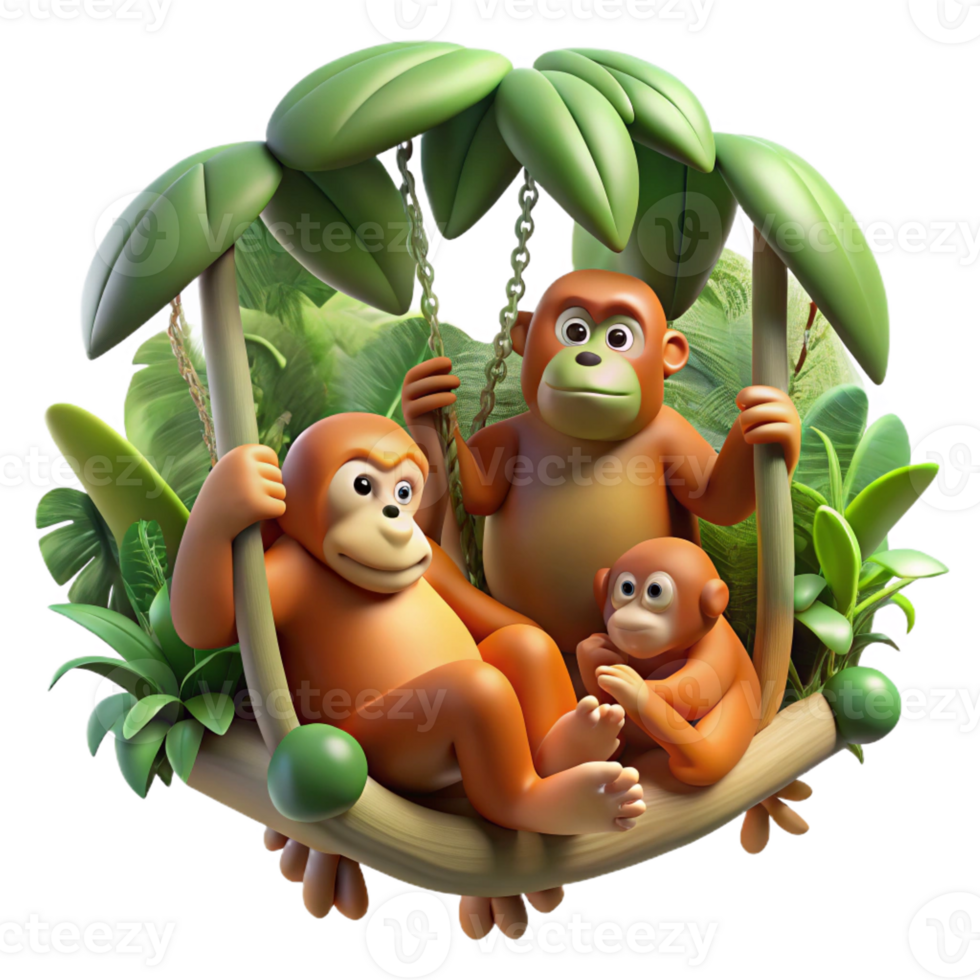 wonderful abstract A Family of Orangutans Swinging Through T exclusive png