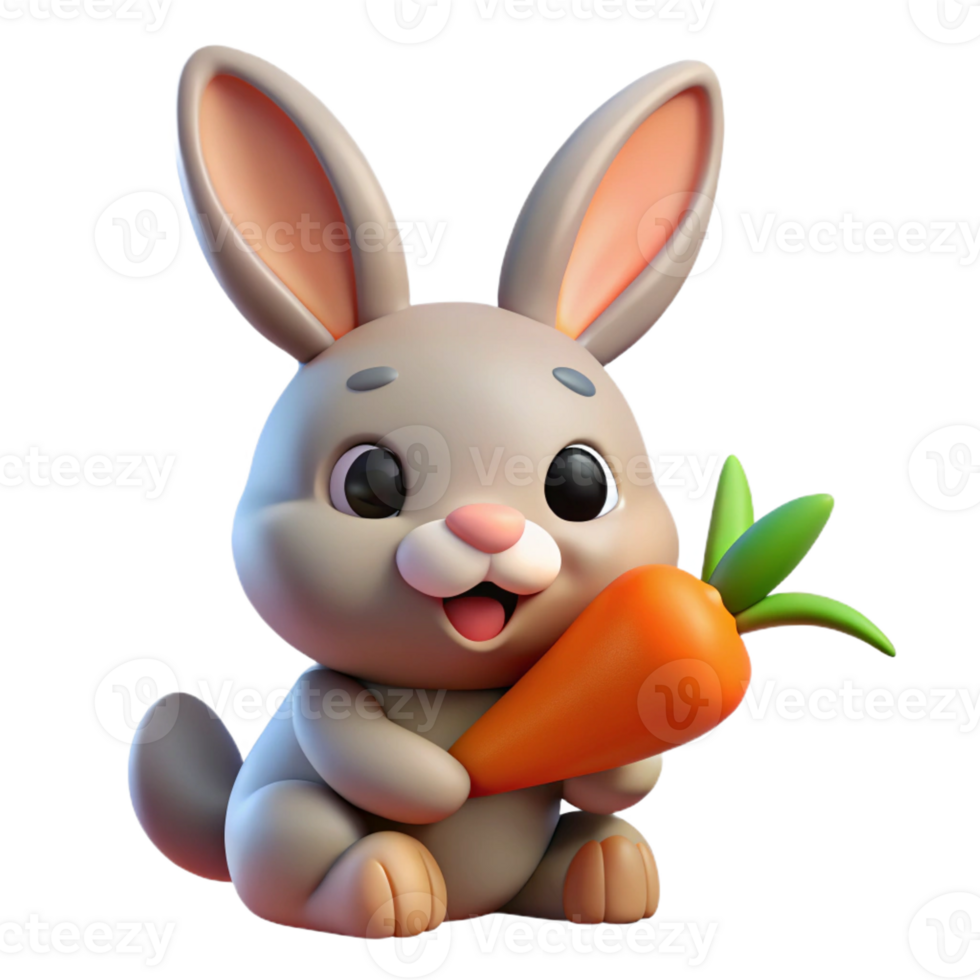 serene classic A Cute Bunny Rabbit Nibbling on a Carrot original png