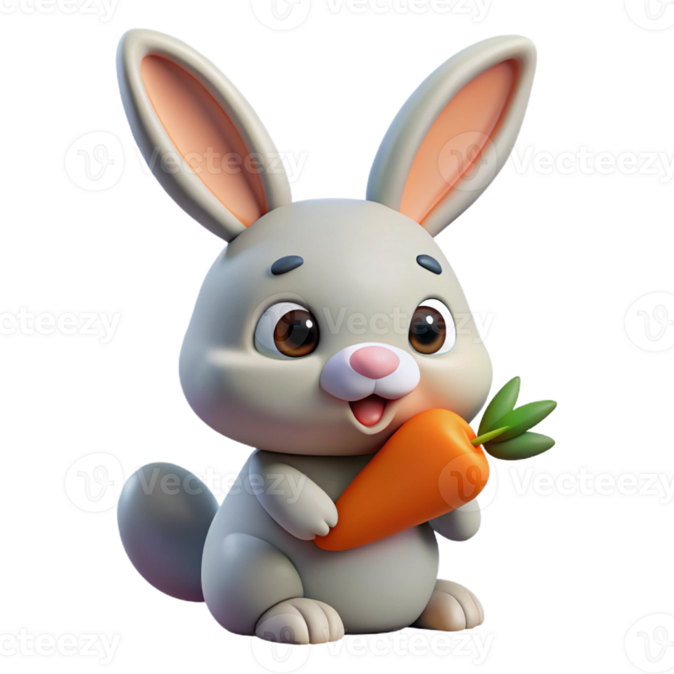 serene classic A Cute Bunny Rabbit Nibbling on a Carrot 4K png