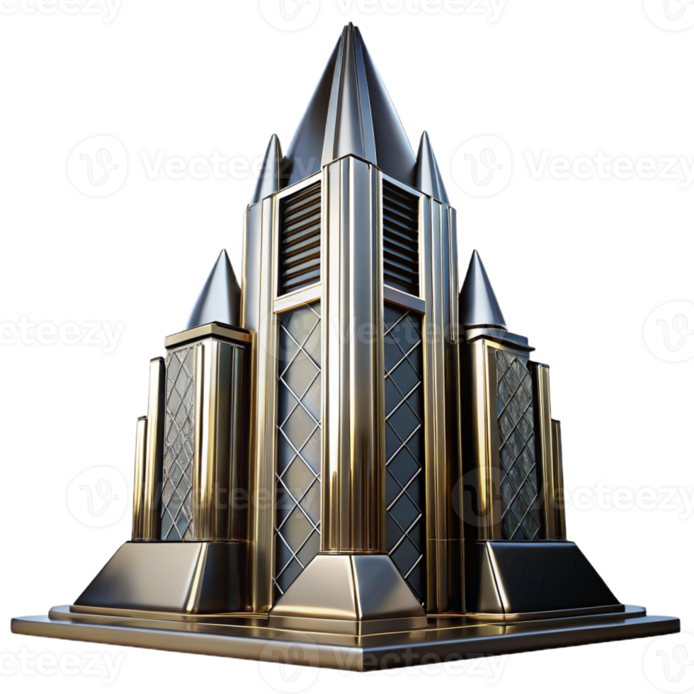 beautiful modern Art Deco Skyscraper Chrome and Black Glas exclusive png