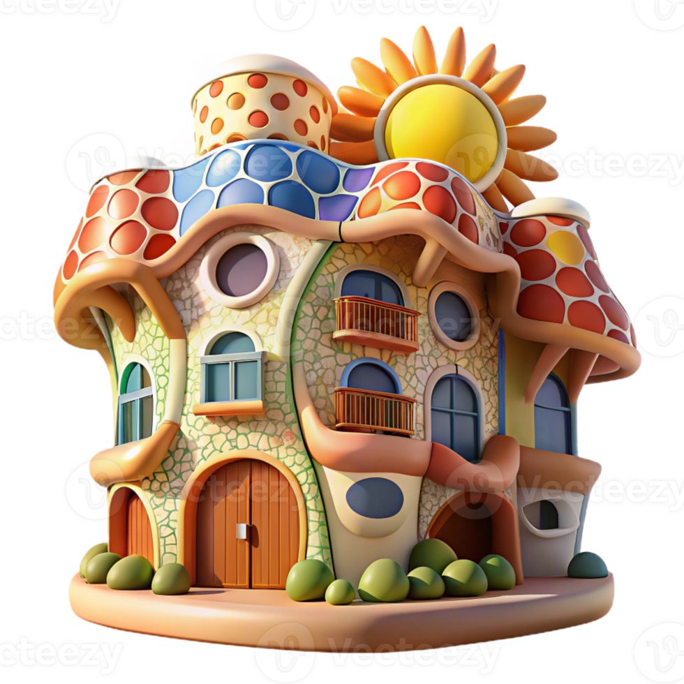 stunning abstract Gaudi Inspired Apartment Building with Col high quality png