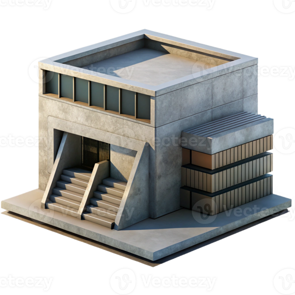 magnificent contemporary A Brutalist Concrete Library Harsh Shadow exclusive png