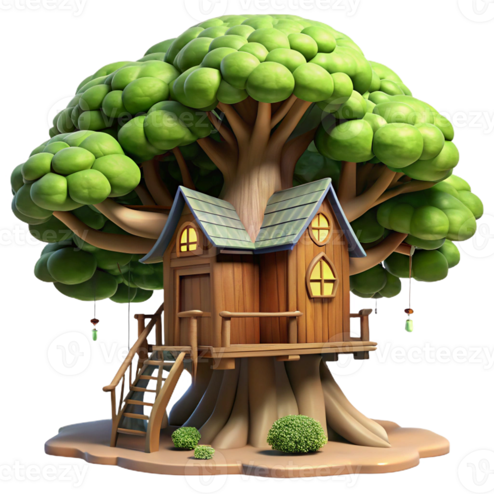 serene rustic A Treehouse Built Into a Giant Sequoia detailed png
