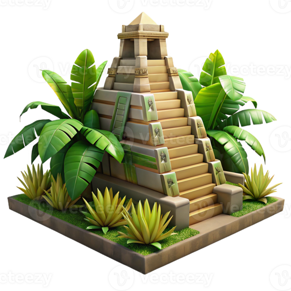 magnificent artistic A Mayan Pyramid Temple Overgrown with Jung authentic png