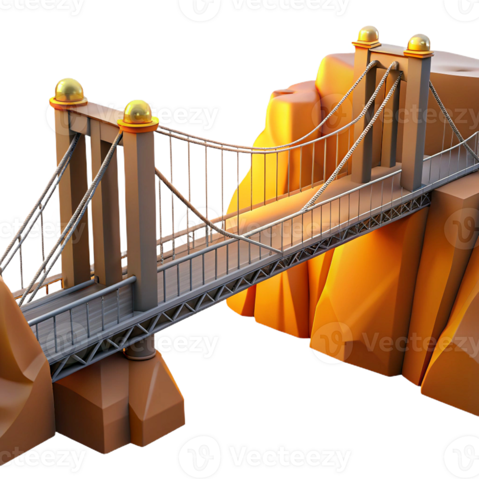 serene artistic A Modern Suspension Bridge Spanning a Deep original png