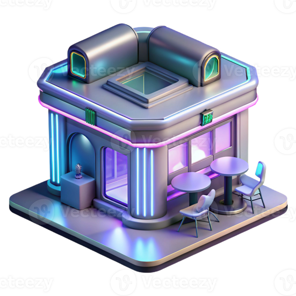 magnificent artistic A Futuristic Cyber Cafe with Holographic P premium png