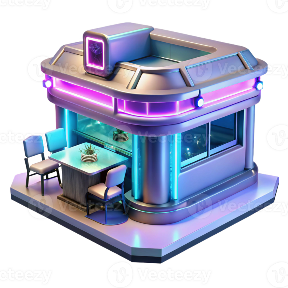 impressive creative A Futuristic Cyber Cafe with Holographic P high resolution png