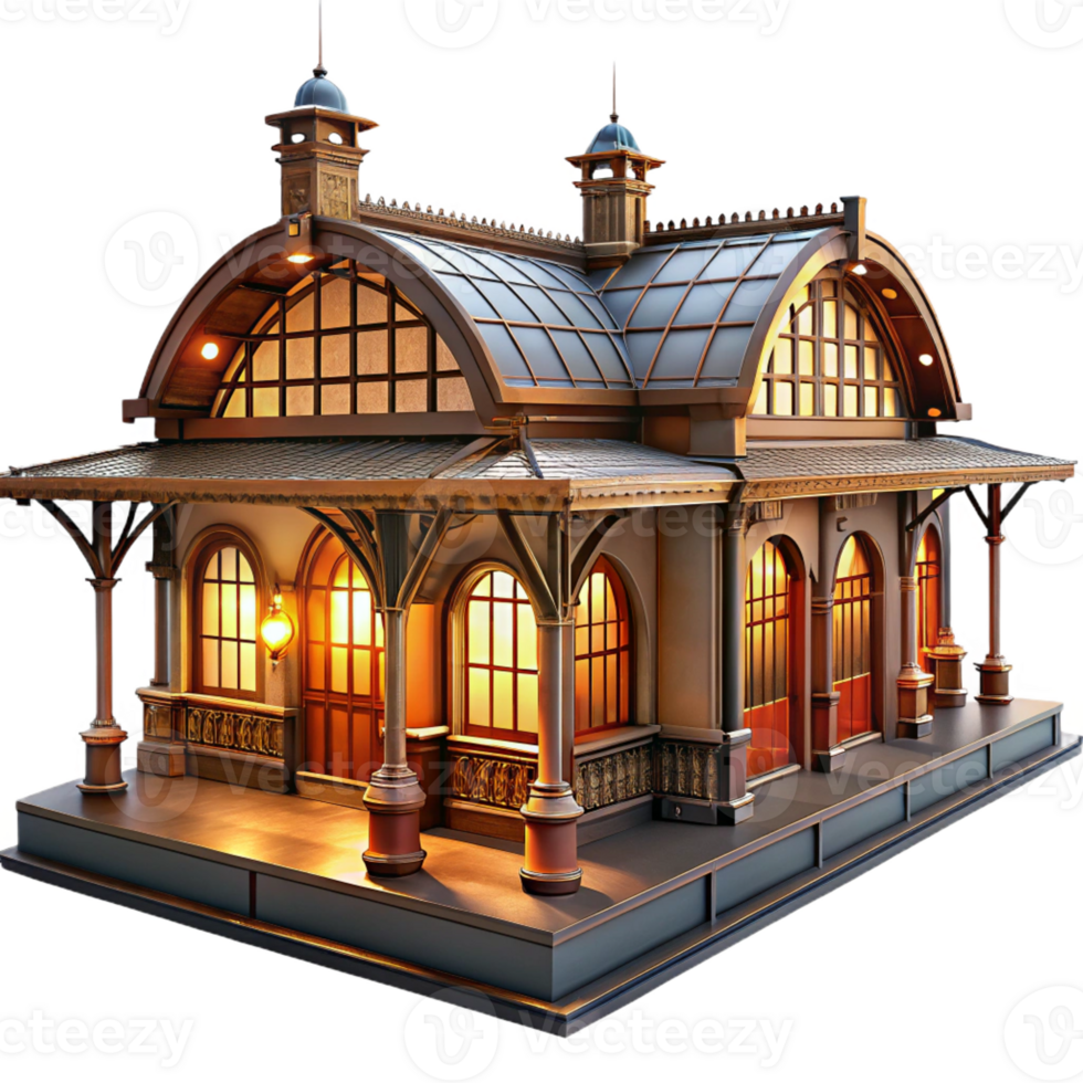 beautiful rustic A Bustling Train Station with Intricate genuine png