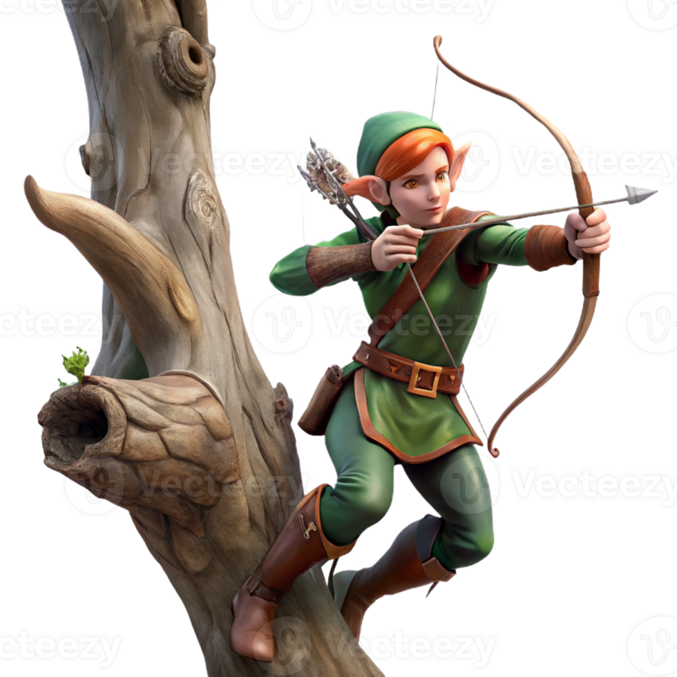 wonderful creative A Lone Elf Archer Perched in a Tree Aimi premium png