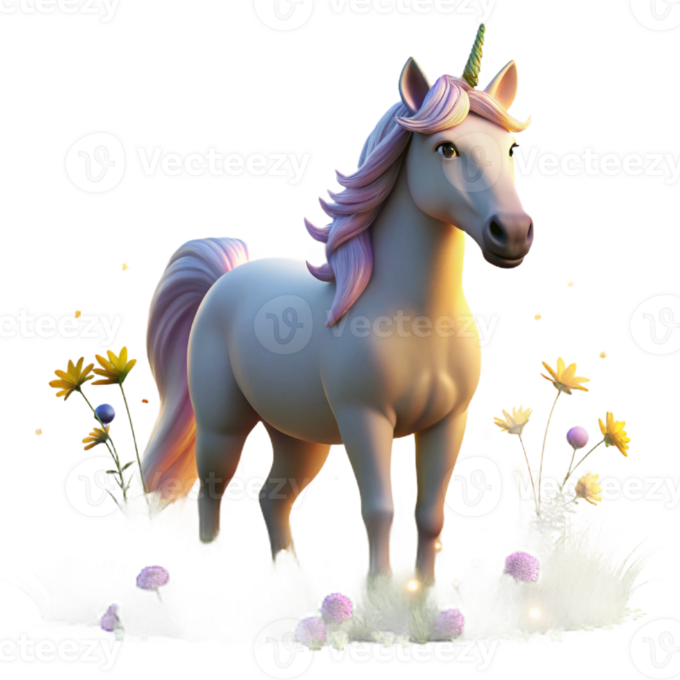 stunning artistic A Mystical Unicorn Grazing in a Meadow Of 4K png