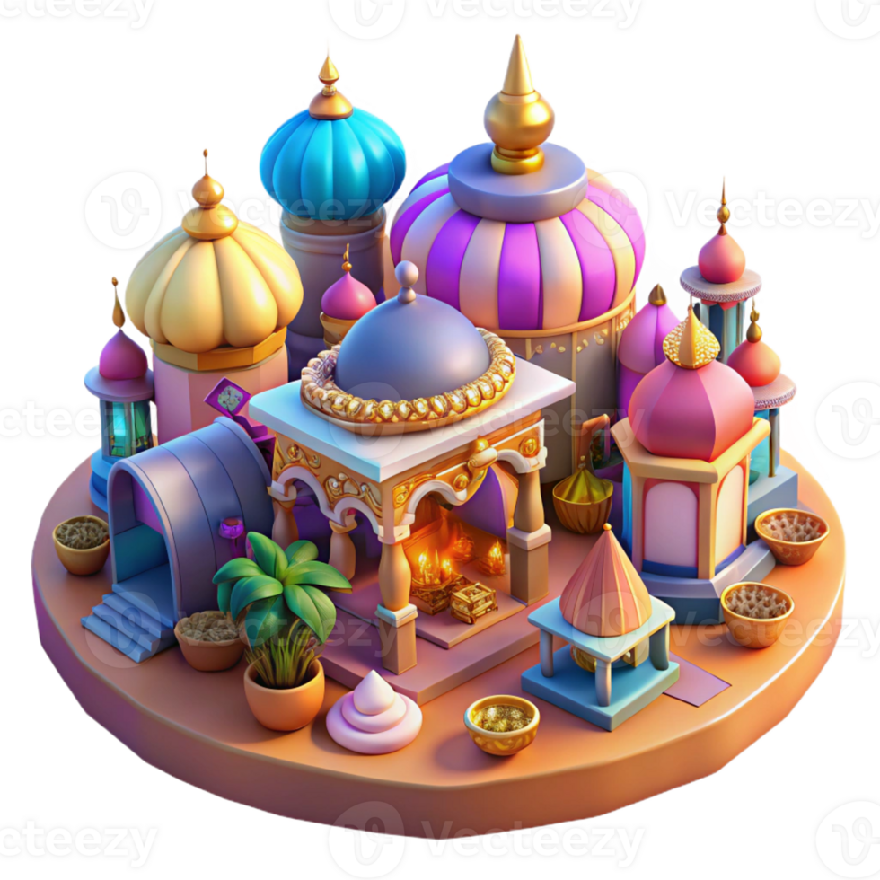 elegant creative A Bustling Marketplace in a Vibrant Fant premium png